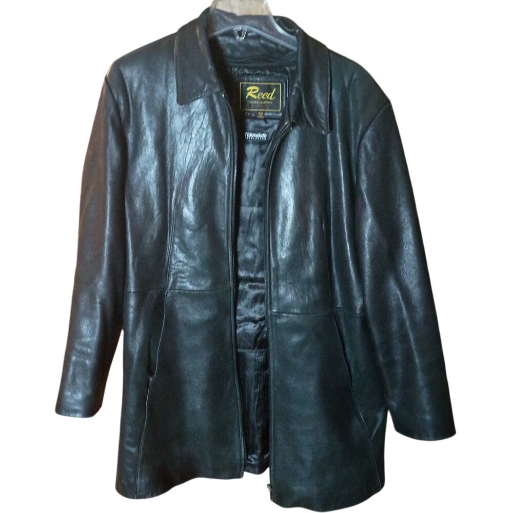 Vintage Reed Women Large Thinsulate Black Leather Jacket *Read Description*